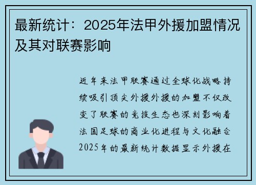 最新统计：2025年法甲外援加盟情况及其对联赛影响